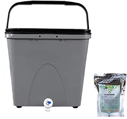 Schnellkomposter 28 l/7,5 Gallonen Komposter-Mülleimer for die Küche, Kompostbehälter mit Wasserhahn und Deckel for die Arbeitsplatte, mit 500 g/1,1 lbs Kompostkleie, Verdichter-Mülleimer, Kompost-Gär
