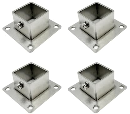 Yuqim Confezione da 4 staffe quadrate per pali di ancoraggio per pali in acciaio inossidabile resistente, per recinzioni in legno, ringhiere (3 x 3 cm)