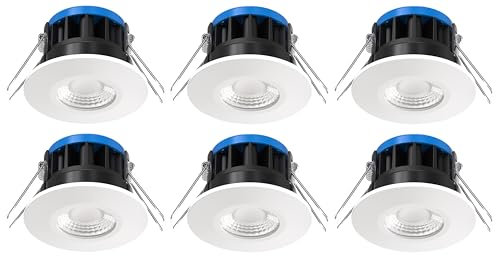 Bright Source All in One LED Downlight, TRIAC Dimmable, Switchable Wattage 8W/10W, Adjustable Colour Temperature 2700K 3000K 4000K 6000K, 3 Bezels Included, IP65 Water Resistant, 6 Pack
