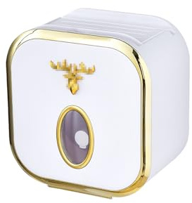 UPJAKS Secamanos Soporte de Papel higiénico Dispensador de Toallas de Papel para Montaje en Pared con Estante Desmontable y dispensador de Toallas de Mano de plástico con Borde Dorado Hotel