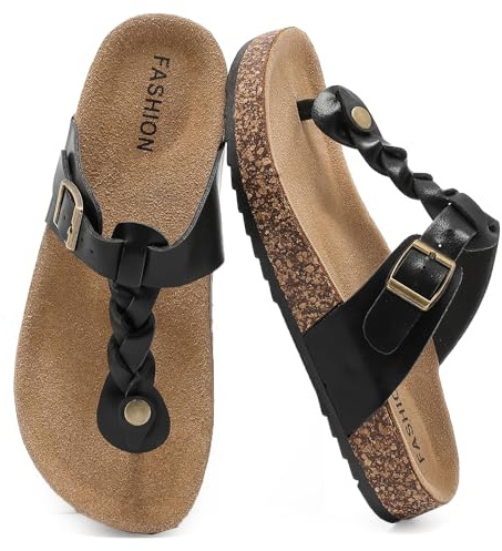Mujer Casuales Separador Dedos, Chanclas Verano Unisex Plantilla Corcho | Planas Sandalias Flip Flop Hombre Hebilla Ajustable, Antideslizantes Baño Zapatillas Cómodas Casa