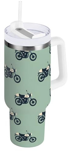 OWFKAY 40oz Isolato Caffè Tumbler Con Coperchio Bottiglia Di Paglia Acqua Tumbler In Acciaio Inox Uomini Donne Due Toni Moto Modello