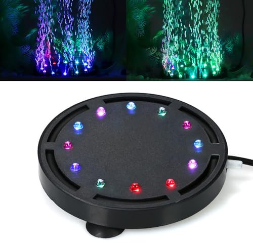 Mineup Aquarium Luftstein, Aquarium Sprudler, Sprudelstein für Aquariu mit RGB LED, Aquari Luftausströmer, Aquariu Sauerstoff Diffusor Set für Aquari Fisch Tank Gelösten Sauerstoff und Deko（125mm）