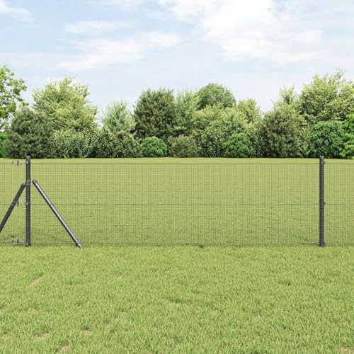 Snsowed Recinzione in Filo saldato con 13 Post Grigi 0.5x50 m in Acciaio,Reti di Acciaio zincato,Recinzione in Filo-3351866