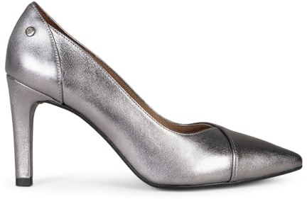 miMaO Zapatos Elegantes Vestir tacón Alto y Escote Cruzado Plateado, EU 37