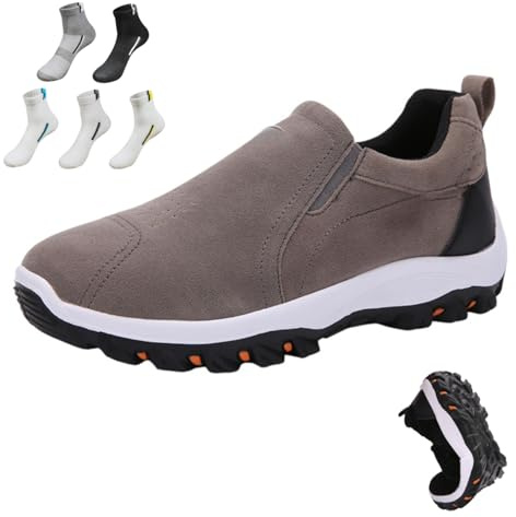 Chaussures orthopédiques pour homme - Chaussures de marche à enfiler avec soutien de la voûte plantaire - Chaussures d'extérieur légères - Chaussures de randonnée et de travail, gris, 42 2/3 EU