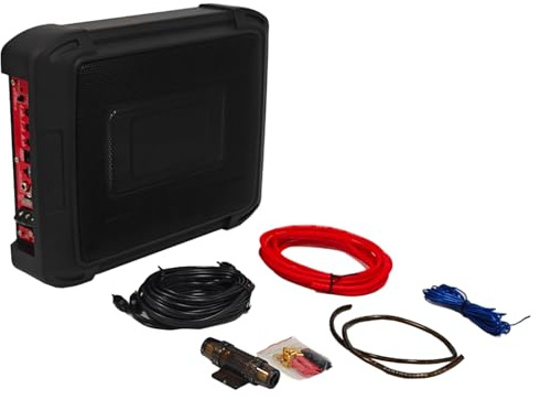 Realdio Ultraflacher Auto-Subwoofer, geeignet für Auto/Truck, mit integriertem Verstärker, unter den Sitzen montierbar, maximale Leistung 1000 W, kompakter Subwoofer