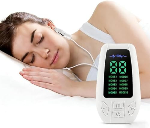 Dispositivo di Aiuto per il Sonno con Clip Auricolari, Tecnologia Microcorrente CES, Ricaricabile via USB, Alivia Ansia e Stanchezza, Promuove Sonno Profondo