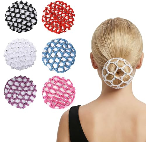 6 Pezzi Copertura a Rete per Danza Classica con Elastico Retina per Capelli Chignon Retina per Capelli Chignon Bambina con Perline Retine per Capelli per Hotel Infermiera