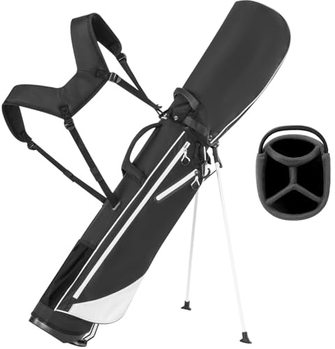 Sac de Golf Léger sur Support - 4 Séparateurs Pleine Longueur, 10 Clubs Max, 1.7 kg, Double Bretelles, Support Auto - Practice, par 3 et Terrains Standard