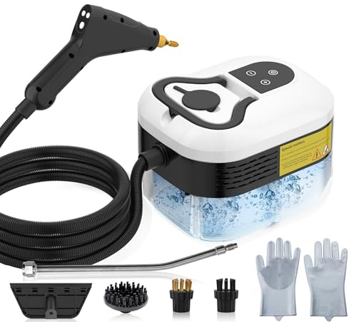 Pulitore a Vapore 2500W con Pulsante Touch Regolabile, Serbatoio Dell'acqua da 1200ml, 4 Accessori in 6 Velocità Regolabili, Pulitore a Vapore Portatile Riscaldamento Rapido da 15 Secondi per Cucina