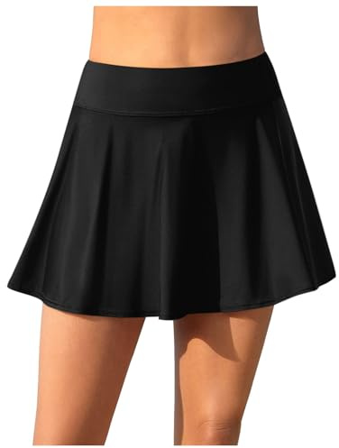 Jupe de Bain Femme Bikini Bas de Maillots de Bain Jupette avec Intégré Taille Haute Triangle Bas de Bikini Réglable Jupe de Sport Short de Bain Bikini de Plage Maillot Menstruel S-2XL
