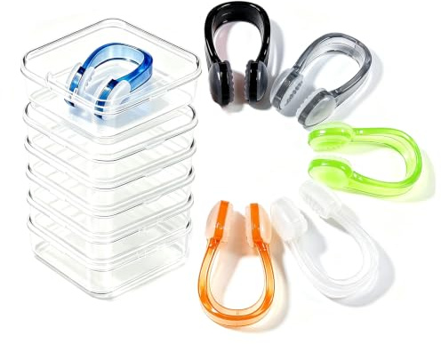 6 Pièces Pince Nez Natation Adulte Enfant et 6 Boîtes, Bouche Nez Piscine | Silicone Souple, Imperméable, Antidérapant, Pour Hommes Et Femmes, Protège Le Nez, Débutant, Nageur Professionnel