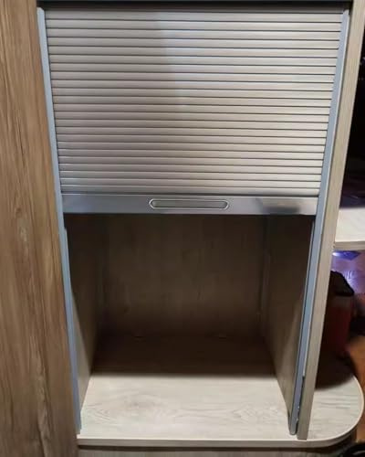 Anpassat silverfärgat skjutdörrsskåp med jalusi - Hopfällbar garderobs- och skåpdörr, rullgrind med skensystem, perfekt för kök och skänk (60x90cm / 24x35in)