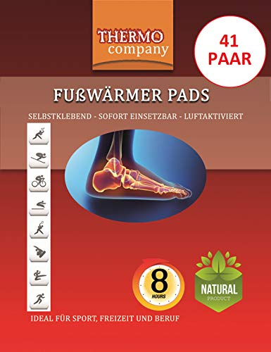 THERMO Company Fußwärmer Pads – 41 Paar Selbstklebende Wärmepads für Füße, Zehenwärmer mit verbesserter Qualität, bis zu 8 Stunden Wärme, ideal für Sport, Freizeit & Arbeit