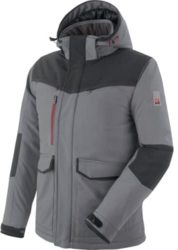 WÜRTH MODYF Winterjacke für Herren Softshelljacke Winter Stretch X in Grau – extra warme Jacke für die kalten Tage - wasserabweisend und winddicht - in der Größe L