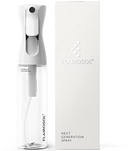 FLAIROSOL Flacone Spray Nebulizzatore per Capelli Ricci 300ml, Spruzzino Acqua Continua Fine per Barbiere/Parrucchiere - Ricaricabile, per pulizia/Piante/Animali Domestici(Trasparente, Stampa Nera)