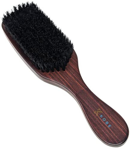 Kobe Astaire Large Club Detangle Hair Brush with Natural Boar Bristle - Dark Wood long Handle with Ridged Back. Ideal Beard or hair brush that oozes quality. A great hairbrush for men or women.