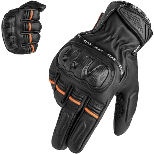 EVO Fitness Motorbike Motorcycle Gloves Thinsulate 3M Hipora Windproof Waterproof Winter All Weather Thermal Carbon Shell Fiber Knuckle Smartphone Touch Compatible
