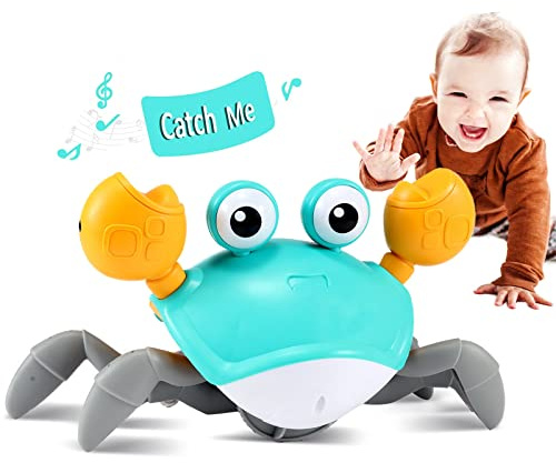 control future Crawling Crab Baby Toy - Infant Tummy Time Toys 3 4 5 6 7 8 9 10 11 12 Babies Boy 3-6 6-12 Learning Crawl 9-12 12-18 Walking Toddler 36 Months Old Music Development 1st Birthday Gifts