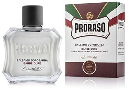 Proraso Balsamo Dopobarba Uomo Barbe Dure, 3 x 100ml, Dopobarba uomo con estratti di Olio di Sandalo e Burro di Karité, Lenitivo e idratante, Made in Italy