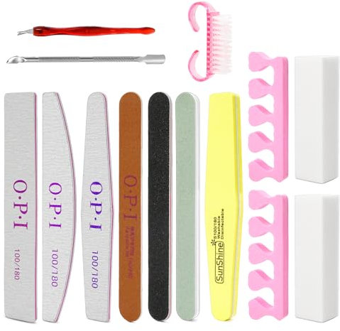 14 Pezzi Lime e Buffer per Unghier Riutilizzabili, Set Completo con Spingi Cuticole, Buffer e Tronchesino Professionali e Accessori Completi per Manicure e Pedicure, Nail Care a Casa o in Salone