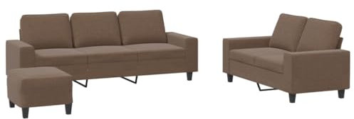 vidaXL Ensemble de canapés 3 pcs Marron Tissu