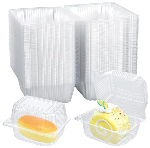 KUAOOAUK 80 scatole per il trasporto di torte, da 5,3 pollici, con coperchi, per muffin, insalata, panini, cottura a casa, feste, negozi di dessert
