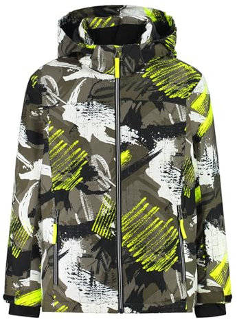CMP Jungen Jacke Skijacke Snowboardjacke Winterjacke Kid Jacket Snaps Hood, Farbe:Oliv, Größe:116, Artikel:07ZS Olive/Yellow Fluo
