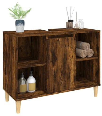 Homvdxl Bathroom Sink Cabinet, Under Basin Unit Cupboard Storage Furniture, for Washbasins without Pedestal, Cabinet Only, 80x33x60 cm, Oak+Rustic