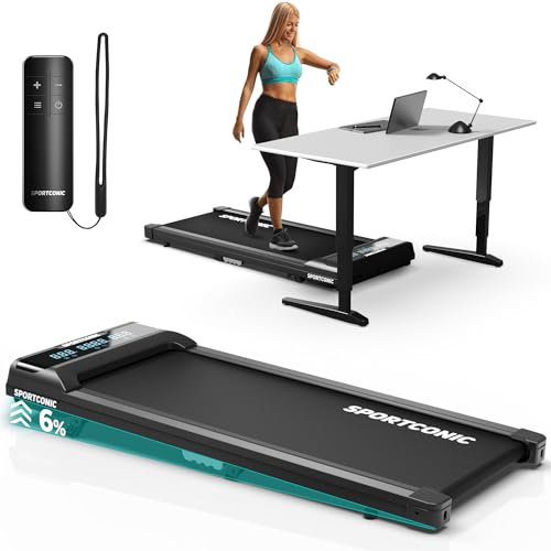 Sportconic Laufband 1–12 km/h – klappbar & elektrisch für Zuhause – leise Nutzung unter dem Schreibtisch – Walking Pad mit Steigung, Tablet-Halterung & Fernbedienung (1-6 km/h)