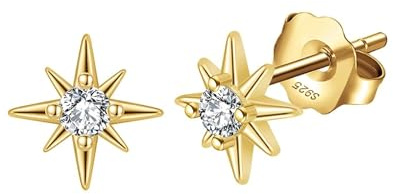 HeyMeili boucles d'oreilles femme en Cz diamant clous d'oreilles forme étoile en argent 925 pour les femmes