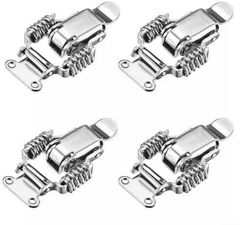 Gdfnmogo Loquet à bascule à double ressort en acier inoxydable pour verrouillage sécurisé sur armoires et boîtes à outils, usage industriel S 58 x 36 mm L 74 x 47 mm (L)