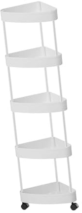 KESOTO Scaffale D'angolo con Ruote Da Bagno, Bianco a 5 Livelli