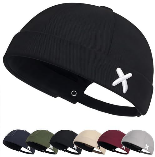 Retro Cotone Docker Hat Cappello Senza Visiera Berretto da Portuale Uomo Donna Berretto Cotone Cappellino da Portuale Uomo Retro Docker-cap da Motociclista Cappello