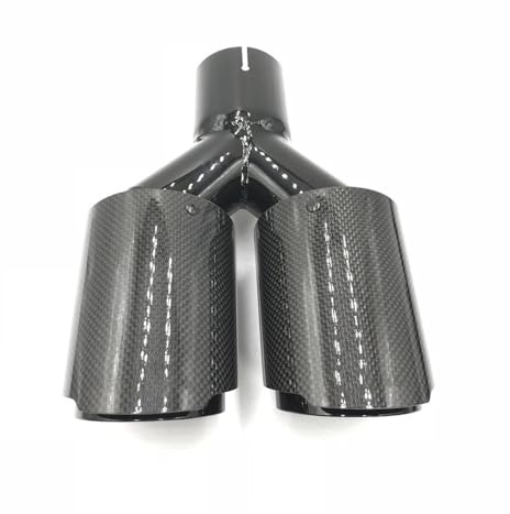 SQOFJGIGN Tubo di Scarico per Auto Un Pezzo 89MM Fuori Universale Car Styling Vernice Nera Punta di Scarico Tubo Silenziatore in Fibra di Carbonio Lucido Terminale Scarico Auto(60 in 76 out)