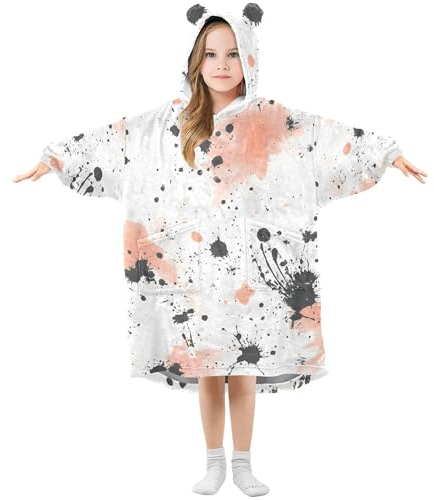 Sevdomey Manta de acuarela con salpicaduras de tinta para niños y niñas, sudadera con capucha de doble capa, sudadera de gran tamaño, Salpicaduras de tinta de acuarela, L