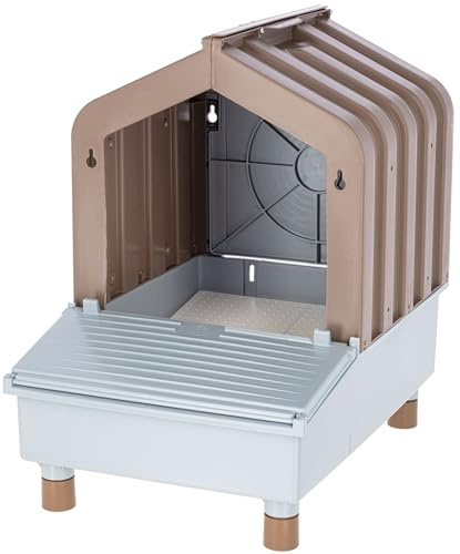 Kerbl Poissonnière 2 en 1, Trappe à œufs, Marron/Gris, 47x32,5x48cm, Plastique, avec Fonction de roulement, pour 5 Poules Maximum