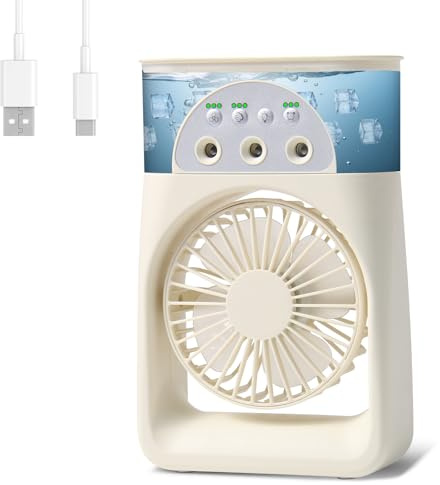 Condizionatore Portatile,Mini Raffreddatore D'aria,Climatizzatore Portatile con 3 Velocità, Serbatoio Acqua 250ml,7 Colori e Funzione Timer,Mini Condizionatore Portatile per Casa e Ufficio