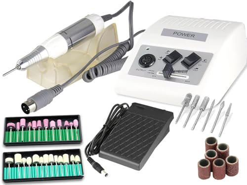 Power Fußpflegegerät Maniküre Pediküre Schleif-Gerät Fräser Komplettes Fußpflege-Set Maniküre-Set mit viel Zubehör - 40-Teilig. 0 - 30.000 Umdrehungen