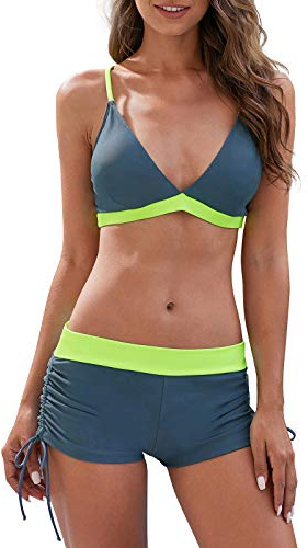 Durio Bikini para mujer, traje de baño de dos piezas, bikini con pantalones cortos, tirantes superiores, pantalones de bikini, Mezcla 1., 36