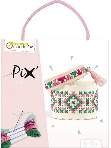MY MANDARINE KC128C - Kit broderie enfant Pix Trésor - 2 Bracelets- À partir de 6 ans - ROSE