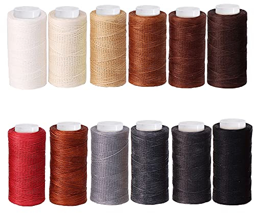 Lowats Makramee Garn Gewachst 12 Stück Wachsfaden Leder Wachsfaden Cord Nähgarn Leder Nähen Faden Kordelband Wachsfaden Cord Nähen Wachsfaden Gewachstes Garn Leder Nähen Wachsfaden für Lederhandwerk