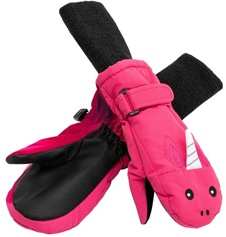 Maplefield Kids Snow Mittens - Medium, Unicorn Pattern, Ages 4-6 - Waterproof Protection & Long Cuff Kids Mittens - Fun Unicorn Design & Cozy Pair for Girls