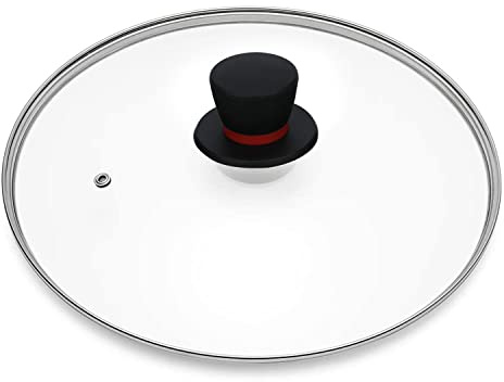 Lodge 12 Inch Cast Iron Skillet Lid with Steam Vent - Universal 12'' Glass Pan Cover for Dutch Ovens