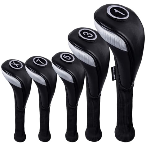 Andux Juego de 5 Fundas para Cabeza de Palo de Golf de Madera de