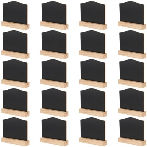YUENPUN 20 PCS Small Blackboards Message Board, Small Chalk Boards with Stands, Double Side Mini Black Board Sign Table Numbers Chalk Board for Party, Store, Home Decoration