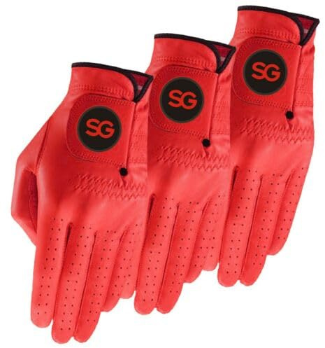 Sports Gear Ltd Cabretta Confezione da 3 guanti da golf da uomo, in pelle, per tutte le condizioni atmosferiche, impugnatura morbida, traspiranti e confortevoli, per