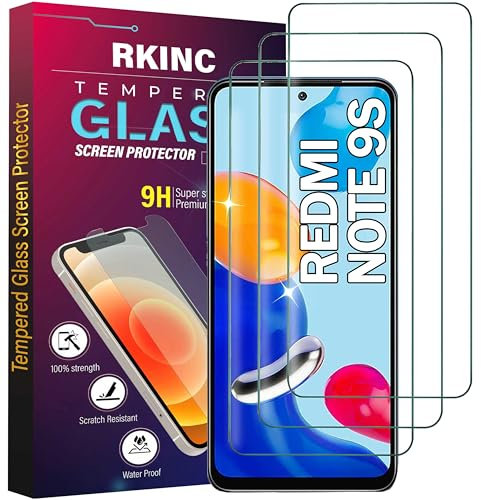 RKINC Protector pantalla [3 Piezas] para Xiaomi Redmi Note 9S, 9 Pro, 9 Pro Max, Cristal templado película de vidrio, 9H 0.33 mm [Anti-rasguño][Anti-rotura][Sin burbujas][Garantía de por vida]