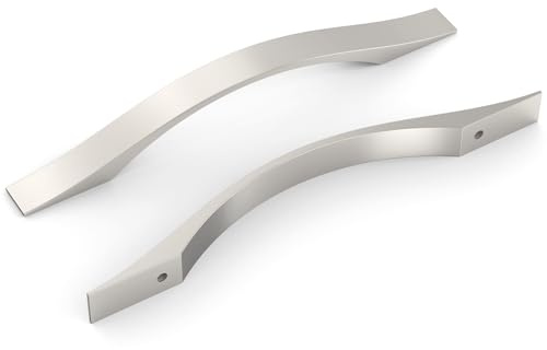 FURNIWARE 10 maniglie per armadi, maniglie per mobili, nichel satinato spazzolato, distanza tra i fori, 128 mm, maniglie per mobili, cassetti, credenze da cucina, armadi, maniglie per cassetti